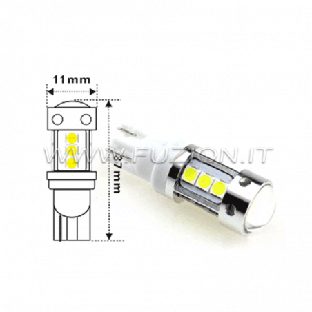 Lampada Led T10 W5W 12V 9W Canbus Pro 3 Cree XBD Da 3W Con Cono Riflettore  Bianco