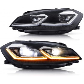 Faros para Golf 7.5 MK7.5 del 2017 al 2020 con LED y intermitentes dinámicos edición Black.