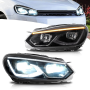 FAROS LED COMPLETOS PARA GOLF 6 MK6 DEL 2008 AL 2014, LUCES DELANTERAS DE MARCHA DIURNA DINÁMICAS AL ESTILO GOLF 8.