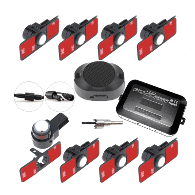 8 PARKSENSOR-KIT VORNE/HINTEN MIT UNSICHTBARER PIEPSTONANZEIGE