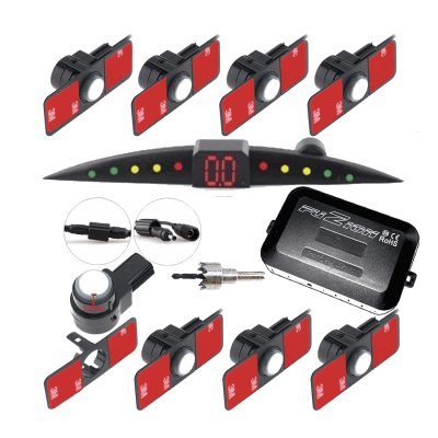 KIT DE 8 SENSORES DE ESTACIONAMIENTO DELANTERO/ TRASERO CON PANTALLA LED INVISIBLE.