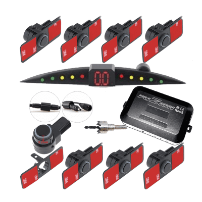 KIT DE 8 SENSORES DE ESTACIONAMIENTO DELANTERO/ TRASERO CON PANTALLA LED INVISIBLE.