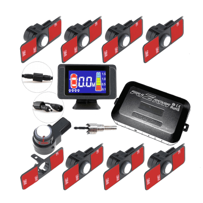 SET VON 8 PARKSENSOREN VORN/HINTEN MIT UNSICHTBAREM LCD-DISPLAY