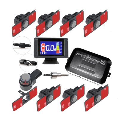 SET VON 8 PARKSENSOREN VORN/HINTEN MIT UNSICHTBAREM LCD-DISPLAY