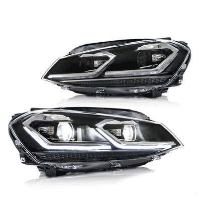 FAROS PARA GOLF 7 CROMADOS ESTILO 7.5 CON LEDS INTEGRADOS DE LUZ DIURNA Y LUZ INTERMITENTE DINÁMICA.